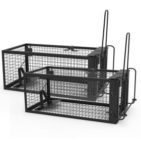 2 Pack Rat Trap Cage Humane Live Rodent Trap Cage Galvanized Iron Mice Mouse Control Bait Catch with Detachable U Shaped Rod