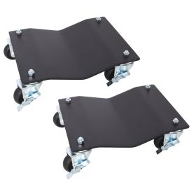 2PACK 2500lbs Capacity Professional Steel Vehicle Dollies,Heavy Duty Wheel Dolly,Car Dolly,Steel Tire Skates with Brakes,Black