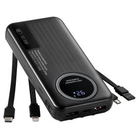 VEVOR Portable Charger, with Built-in Cables, 10000 mAh Travel Battery Pack, 6 Outputs 3 Inputs Fast Charging Power Bank with USB Type-C Micro-B