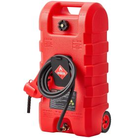 VEVOR Fuel Caddy, 15 Gallon, Portable Fuel Tank with Gravity & Hand Pump Modes, Fuel Tank Container with Wheels, 10 ft Delivery Hose & Manual Pum