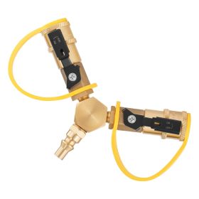 VEVOR RV Propane Quick Connect Y Splitter Adapter with Shutoff Valve, 2 Way 1/4 inch Quick Disconnect Kit, Fits for RV Trailer