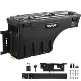 VEVOR Truck Bed Storage Box, Lockable Lid, Waterproof ABS Wheel Well Tool Box 6.6 Gal/20 L with Password Padlock