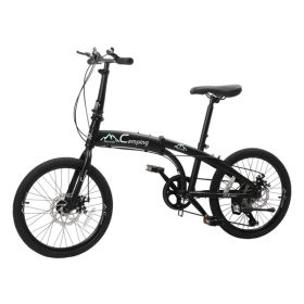 [replace: 81189414]CamPingSurvivals 20in 150kg High Carbon Steel Foldable Commuter Bicycle Black