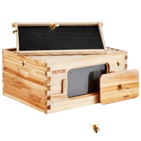 VEVOR Bee Hive Deep Box Starter Kit, 100% Beeswax Coated Natural Fir Wood, Langstroth Beehive Kit with 10 Frames and Foundations