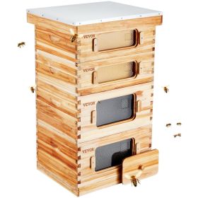 VEVOR Bee Hive 40 Frame Bee Hives Starter Kit, Beeswax Coated Fir Wood, 2 Deep + 2 Medium Bee Boxes Langstroth Beehive Kit