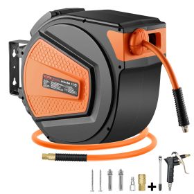 VEVOR Retractable Air Hose Reel, 3/8IN x 65FT Hybrid Air Hose Max 300PSI, Air Compressor Hose Reel Auto-Rewind with 6.6 FT Lead in