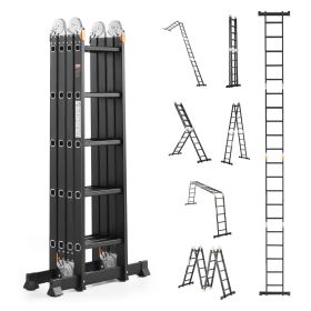 VEVOR Multi-Purpose Folding Ladder, 7-in-1 Tall Extension Step Ladder, A Frame 5 Step Telescoping Ladder