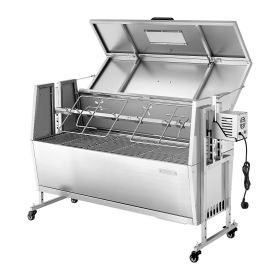 VEVOR Rotisserie Grill, 38W BBQ Outdoor Pig & Lamb Spit Roaster, Charcoal Spit Roaster with 132 LBS Capacity, Wheels & 4-Level Height