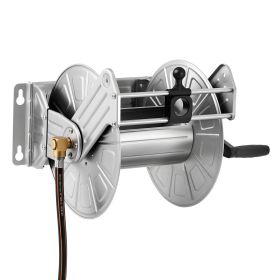 VEVOR Wall Mounted Garden Hose Reel, Holds 150 ft 5/8-inch Water Hose Winder, Heavy-Duty Stainless Steel