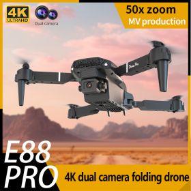 E88 Dual Camera Drone, WiFi FPV Double Folding RC Quadcopter Altitude Hold, Remote Control Toy For Beginners, Ideal Men's Gift For Outdoor Fun, G (Option: Black)